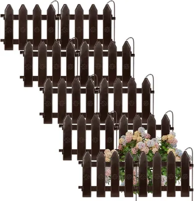 Zdjęcie produktu dla Vilde obrzeża rabat ogrodowych palisada ogrodzenie ozdobne w kolorze brązowym 20x15 cm 10 sztuk