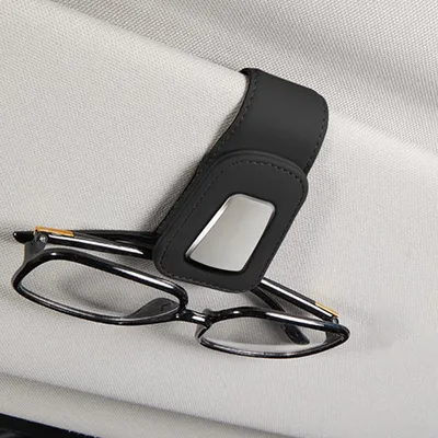 Produktbild von Magnetischer Auto-Sonnenbrillenhalter aus Metall für die Sonnenblende, universeller Brillenclip mit Organizer in Schwarz