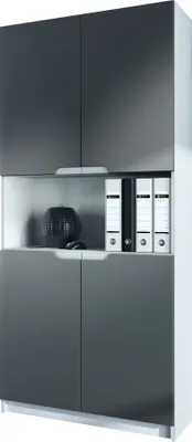 Produktbild von Vladon Büroschrank Logan V2,  Germany, Aktenschrank mit 5 Fächern und 4 Türen, Weiß matt/Graphit Seidenmatt (82 x 184 x 37 cm)