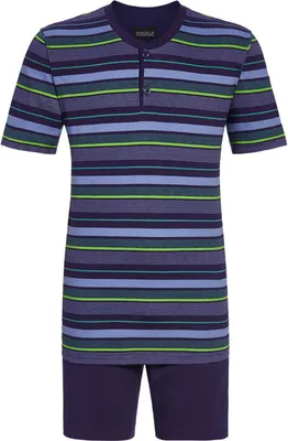 Produktbild von RINGELLA Herren Kurzarm Pyjama "Stripes" 4241301 | Marine Blau Größe: 60