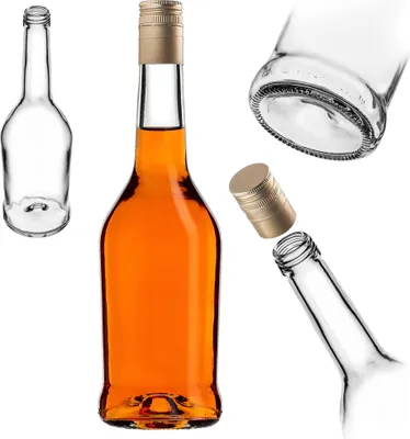 Produktbild von KADAX Likörflaschen 500ml, 1 Stück, Leere Flaschen zum Befüllen von Öl, Essig, Likör, Wein und Schnaps, Glasflaschen, Schnapsflaschen, Saftflaschen (Gold, Lang)