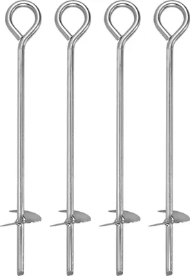 Zdjęcie produktu dla Kotwa gruntowa 4 szt. 39 cm do przykręcenia Stal ocynkowana z oczkiem Kołek namiotowy Gwóźdź gruntowy Kołek