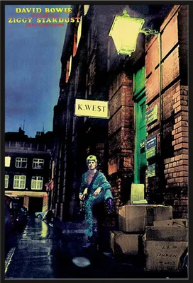 Immagine prodotto di Bowie, David - Poster - Ziggy Stardust + cornice rimovibile, Shinsuke® Maxi plastica nera, disco acrilico