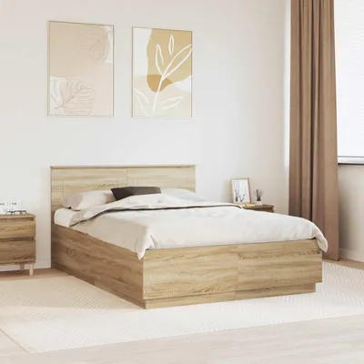 Obrázek produktu pro Maison Exclusive – rám postele s čelem Sonoma dub 160 x 200 cm dřevěný materiál