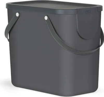 Produktbild von Rotho Mülltrennsystem 25L Albula - Mülleimer 40,0 x 23,5 x 34,0 cm - Abfalleimer Kunststoff mit Griffen - Müllbehälter mit Deckel und Aufklebern