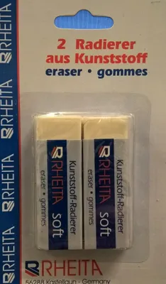 Produktbild von Radierer aus weißem Kunststoff in Schiebehülse, 2 Stück-Blisterkarte
