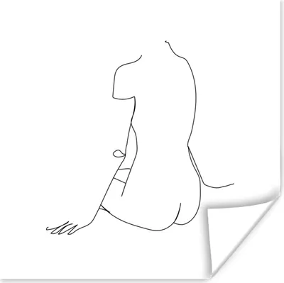 Produktbild von MuchoWow® Poster Frau - Strichzeichnung - Weiß 75x75 cm - Wand Dekoration