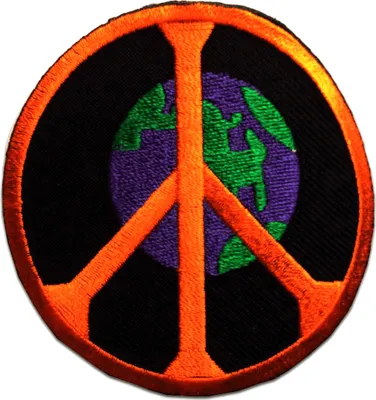 Produktbild von Peace On Earth Frieden Hippie - Aufnäher, Bügelbild, Aufbügler, Applikationen, Patches, Flicken, Zum Aufbügeln, Größe: Ø 7,5 cm