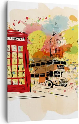 Produktbild von Bild auf Leinwand - Leinwandbild - Einteilig - London Bus - 80x120cm - Wand Bild - Wanddeko - Wandbilder - Leinwanddruck - Kunstdruck - Wanddekoration - Leinwand bilder - Wandbild - PA80x120-3920