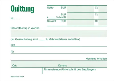 Produktbild von RNK Quittungsblock DIN A6 50Bl mit MwSt.