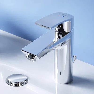 Produktbild von AM.PM Badarmatur mit Pop-Up Ablaufventil für Waschbecken Wasserhahn Bad Chrom Waschtischarmatur mit Ablaufgarnitur Ventil Ablauf