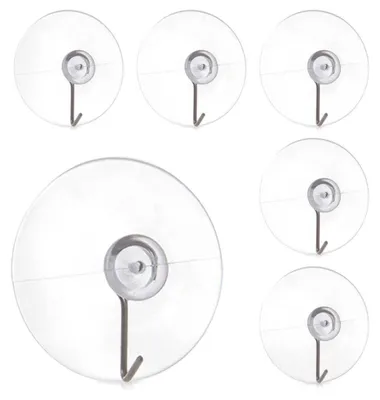 Obrázok produktu pre Orion | Sada 6 háčikov - Samolepiace - Nástenné háčiky - Priehľadné - 4,5x4,5 cm - Okrúhle