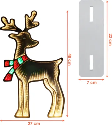 Produktbild von 3.09 LED Rentier im 3D Effekt - ca. 27x8x48 cm / 311 LED - USB Infinity Leuchte zu Weihnachten (Rentier)