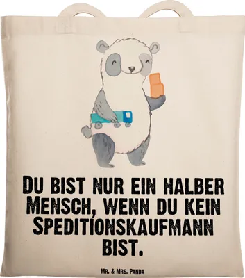 Produktbild von Mr. & Mrs. Panda Tote Bag Speditionskaufmann Herz - Transparent - Geschenk, Tasche, Shopping, Jutebeutel, Laptoptasche, Schultasche