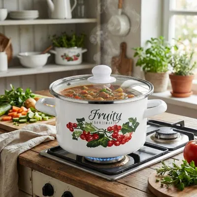 Obrázok produktu pre Smaltovaný hrniec, značka Emalia Polska, model Pleszew, Kalina, priemer 16 cm, objem 2 litre