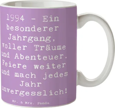 Produktbild von Mr. & Mrs. Panda Kaffeebecher Spruch 1994 Geburtstag - Lavendeltraum - Geschenk, Kaffeetasse, Feier, Tasse, Pott, Teetasse, Happy Birthday, Jahrgang feiern, Becher