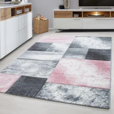 Zdjęcie produktu dla Ayyildiz | Dywan nowoczesny Hawaii 3D - 120 cm x 170 cm - Różowo-szary - Geometryczny wzór, miękki w dotyku