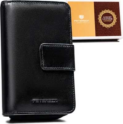 Productafbeelding van Peterson damesportemonnee van leer, zwart, 16x10,5 cm, met RFID-bescherming
