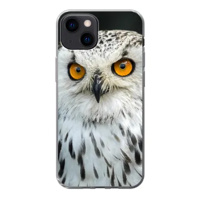 Produktbild von MuchoWow® Handyhülle Schutzhülle Hülle für iPhone 13 mini Eine braune Eule mit orangefarbenen Augen Silikon Softcase Handy Hülle - Softcase