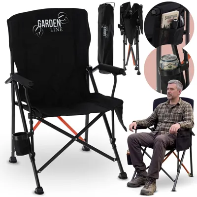 Produktbild von Klappbarer Campingstuhl, bequemer Angelstuhl mit Getränkehalter und Schutzhülle