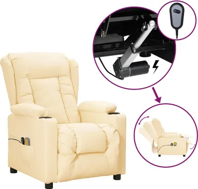Image de Fauteuil de massage électrique Crème Similicuir