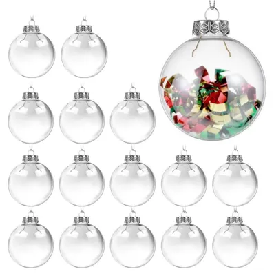 16 durchsichtige Acryl-Weihnachtskugeln, 6 cm, zum Bemalen und Befüllen