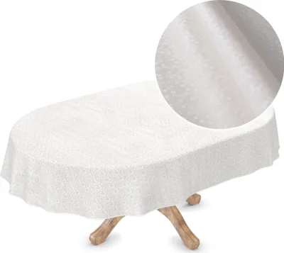 Produktbild von Tischdecke Wachstuch Premium Gepunktet Weiß Robust Wasserabweisend Oval Breite 155 cm Länge 240 cm