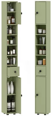 Produktbild von kleankin Badezimmerschrank schmal, Hochschrank mit Schublade, 4 offenen Fächern