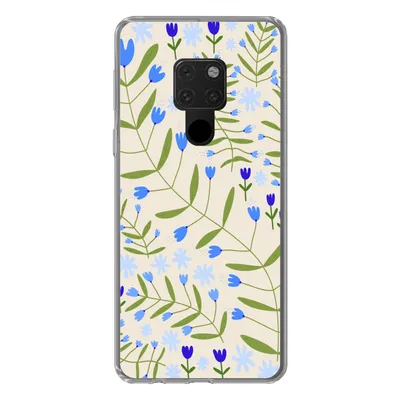 Produktbild von MuchoWow® Handyhülle Schutzhülle Hülle für Huawei P40 Lite Blume - Blätter - Blau Silikon Softcase Handy Hülle - Handy