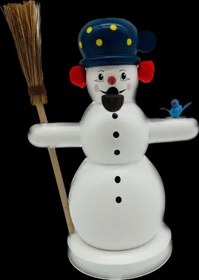 Produktbild von Räuchermann Schneemann mit Besen Höhe 15cm NEU