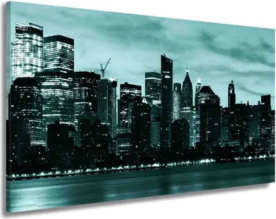 Produktbild von New York Beautiful Manhattan Skyline Leinwandbild Wandbild Kunstdruck Wanddeko: 130x70x2cm