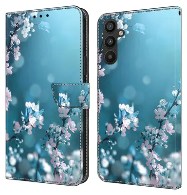 A flip phone case with a floral design.