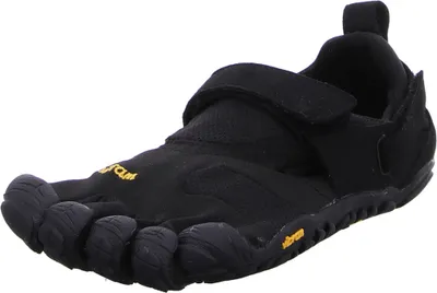 A black Vibram FiveFingers KMD Sport 2.0 shoe is shown against a white background.
