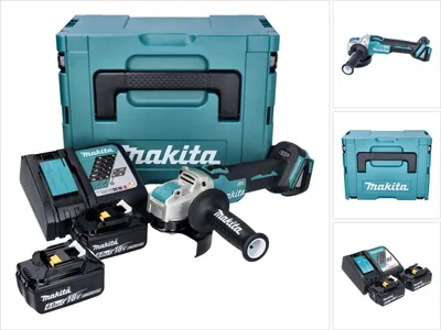 Produktbild von Makita DGA 521 RGX1J Akku Winkelschleifer 18 V 125 mm X-LOCK Brushless + 2x Akku 6,0 Ah + Ladegerät + Makpac