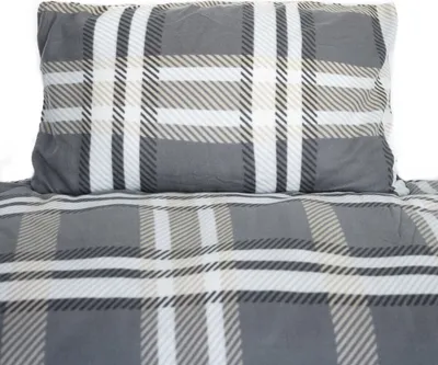 Immagine prodotto di Biancheria da letto in pile antracite con motivo a scacchi con cerniera 100% poliestere 135x200 cm