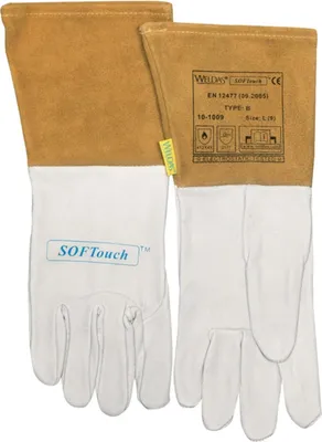 Produktbild von Schweißerhandschuhe Gr.L (9) natur/orange 5 PA