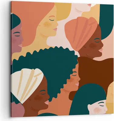 Produktbild von Bild auf Leinwand - Leinwandbild - Einteilig - Frauen Multikulturalismus Modern - 60x60cm - Wand Bild - Wanddeko - Wandbilder - Leinwanddruck - Bilder - Wanddekoration - Leinwand bilder - AC60x60-4500