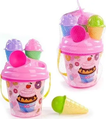 Produktbild von Sandspielset für Kinder, ideal für Sandkasten und Strand, 9-teilig, Rosa