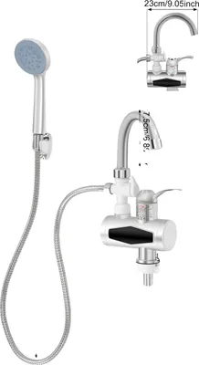 Image de Robinet électrique, chauffage instantané, design pivotant à 360°, argent