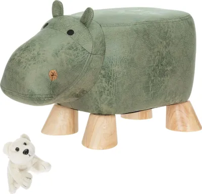 Produktbild von Set Kinder Tierhocker Kinderhocker für Jungen Mädchen ab 2 Jahre Kindermöbel Kinderstuhl Hocker Stockerl 60052 Nilpferd Bert + Eisbäranhänger