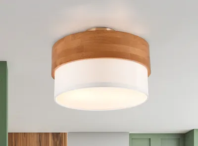 Produktbild von Deckenleuchte Holz & Stoffschirm Ø 30cm