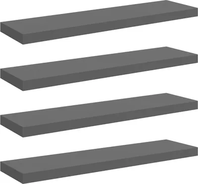 Zdjęcie produktu dla Półki Ścienne, 4 Szt, Wysoki Połysk, Szare, 90X23,5X3,8 Cm, Mdf Lumarko!