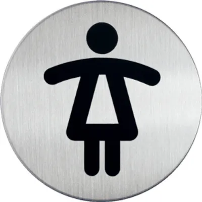 Produktbild von WC-Piktogramm, Damen, Edelstahl, Ø 83 mm, 1 Stk.