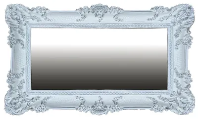 Productafbeelding van Barok Wandspiegel 96x57 cm met Antieke Ornamenten in Wit Zilver
