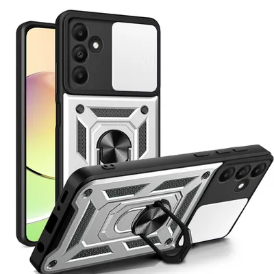 Produktbild von Outdoor Panzer Hülle für Samsung Galaxy A15 mit Kameraschutz Ringhalter Bumper  Silber