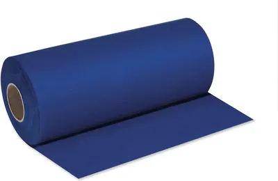 Image de Nappe en papier de qualité supérieure, sur rouleau, couleur bleue, dimensions 40 cm x 24 m, quantité : 1 pièce.
