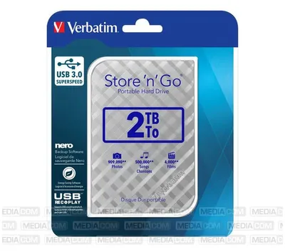 Produktbild von Verbatim Portables Festplattenlaufwerk Store 'n' Go USB 3.0, 2 TB, Silber, 2 TB, 3.2 Gen 1 (3.1 Gen 1), 5400 RPM, Silber