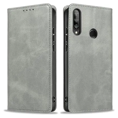 Produktbild von Handyhülle für Huawei P30 Lite Kunstleder Flip Cover Hülle Klapphülle Case Kartenfach Farbe: Grau