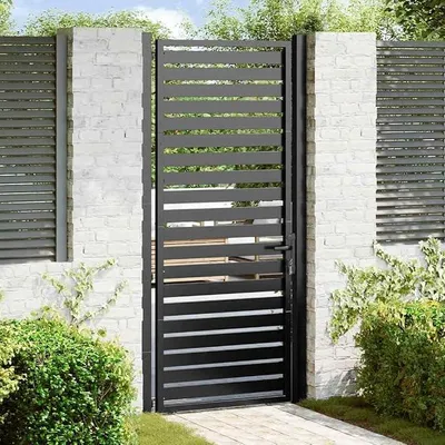 Productafbeelding van Tuinpoort, afsluitbaar, zwart, hekpoort, hek, aluminium, tuinpoort, metaal, 100x200 cm, aluminium