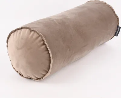 Produktbild von Nackenrolle Samt mit Keder und Reißverschluss taupe 20x55cm